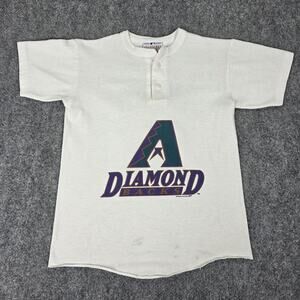 Vintage Arizona Diamondbacks Shirt Mens Medium White Henley MLB Made in USA 90s